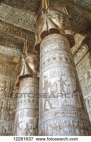 Hathor-headed columns, Hypostyle Hall, Temple of Hathor; Dendera, Egypt View Large Photo Image Stock Photo - Hathor-headed columns, Hypostyle Hall, Temple of Hathor; Dendera, Egypt . Fotosearch