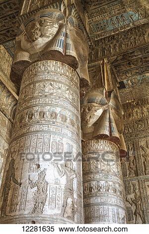 Hathor-headed columns, Hypostyle Hall, Temple of Hathor; Dendera, Egypt View Large Photo Image Stock Photography - Hathor-headed columns, Hypostyle Hall, Temple of Hathor; Dendera, Egypt . Fotosearch