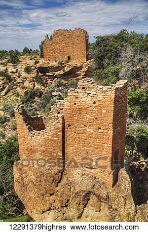 Stock Photograph - Holly Group, Anasazi ruins, dates from A. D. 1230-1275, Hovenweep National Monument; Utah, United States of America. Fotosearch