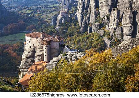 Holy Monastery of Rousanou; Meteora, Greece View Large Photo Image Stock Photograph - Holy Monastery of Rousanou; Meteora, Greece. Fotosearch