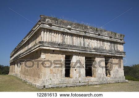 Stock Image - House of the Turtles, Uxmal Mayan archaeological site; Yucatan, Mexico. Fotosearch