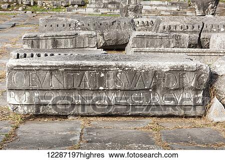 Stock Photograph - Inscription in western Philippi mentioning the Province of Macedonia; Philippi, Greece. Fotosearch