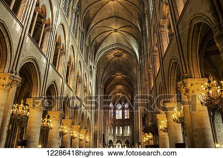 Interior of Cathedral Notre-Dame; Paris, France View Large Photo Image Stock Photograph - Interior of Cathedral Notre-Dame; Paris, France. Fotosearch
