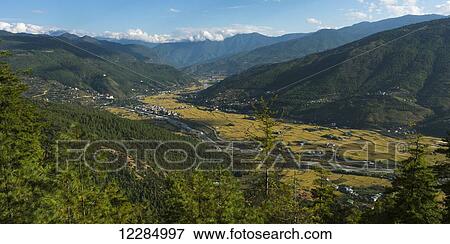 Landscape of the Paro Valley; Paro, Bhutan View Large Photo Image Stock Photo - Landscape of the Paro Valley; Paro, Bhutan. Fotosearch