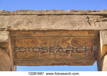 Lintel with hieroglyphics in the Great Hypostyle Hall, Karnak Temple Complex; Luxor, Egypt View Large Photo Image Stock Photo - Lintel with hieroglyphics in the Great Hypostyle Hall, Karnak Temple Complex; Luxor, Egypt. Fotosearch