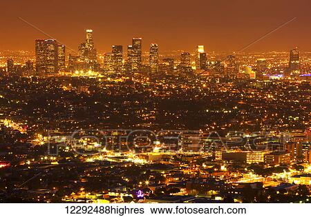 Stock Photograph - Los Angeles, Urban City at Sunset. Fotosearch