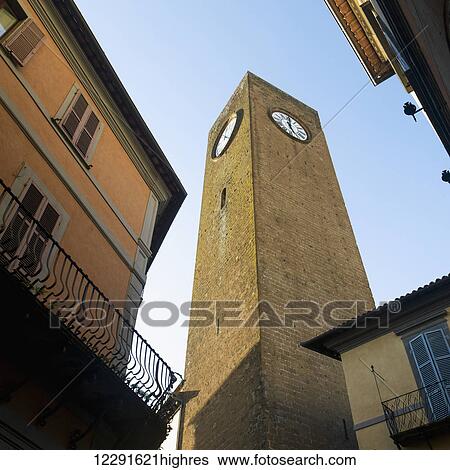 Stock Photograph - Low angle view of a clock tower; Orvieto, Umbria, Italy. Fotosearch