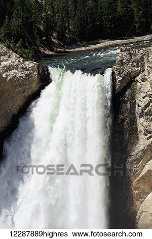 Stock Photograph - Lower Canyon falls, Yellowstone National Park; Wyoming, United States of America. Fotosearch