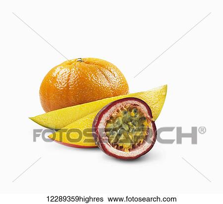 Mango, orange and passion fruit; Toronto, Ontario, Canada View Large Photo Image Stock Photograph - Mango, orange and passion fruit; Toronto, Ontario, Canada. Fotosearch