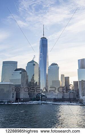 Manhattan Skyline, with the new world trade centre; New York City, New York, United States of America View Large Photo Image Stock Photograph - Manhattan Skyline, with the new world trade centre; New York City, New York, United States of America. Fotosearch