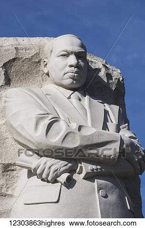 Stock Photograph - Martin Luther King Junior Memorial, located on four acres along Tidal Basin, dedicated in 2011, 30 foot granite sculpture called Stone of Hope by Lei Yixen; Washington, District of Columbia, United States of America. Fotosearch