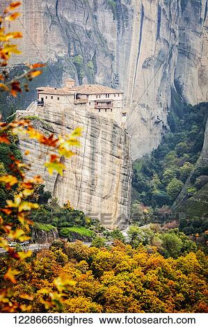 Monastery Rousanou; Meteora, Greece View Large Photo Image Stock Photograph - Monastery Rousanou; Meteora, Greece. Fotosearch