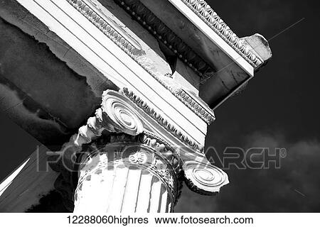 Stock Photograph - Mono ionic capital at corner of Erechtheion; Athens, Attica, Greece. Fotosearch