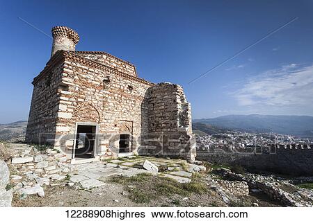 Stock Photograph - Mosque and Selcuk castle; Ephesus, Turkey. Fotosearch