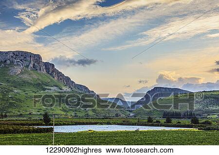 Stock Photograph - Mount Arbel and the Valley of Doves; Israel. Fotosearch