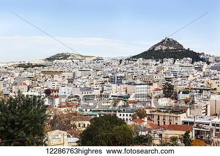 Mount Lycabettus and cityscape of Athens; Athens, Greece View Large Photo Image Stock Photograph - Mount Lycabettus and cityscape of Athens; Athens, Greece. Fotosearch