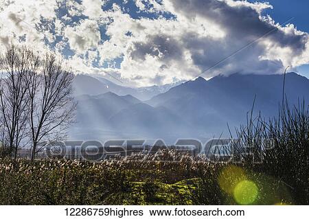 Stock Photograph - Mount Olympus, the highest mountain in Greece, located in the Olympus Range on the border between Thessaly and Macedonia; Greece. Fotosearch