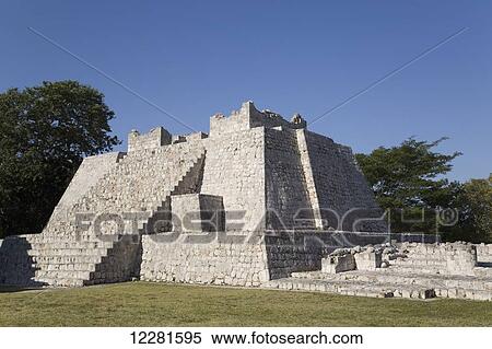 Stock Photography - Northeastern Temple, Edzna Mayan archaeological site; Campeche, Mexico. Fotosearch