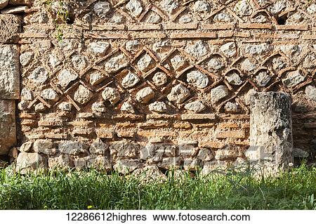 Stock Photograph - Old stone wall with a pattern; Delphi, Greece. Fotosearch