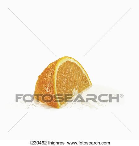 Orange slice and juice droplets on a white background; Toronto, Ontario, Canada View Large Photo Image Stock Photograph - Orange slice and juice droplets on a white background; Toronto, Ontario, Canada. Fotosearch