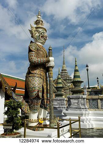 Ornate and colourful statue, Temple of the Emerald Buddha (Wat Phra Kaew); Bangkok, Thailand View Large Photo Image Picture - Ornate and colourful statue, Temple of the Emerald Buddha (Wat Phra Kaew); Bangkok, Thailand. Fotosearch