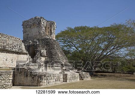 Stock Photo - Painted Vault Temple, Dzibilnocac Mayan archaeological ruins, Chenes style; Campeche, Mexico. Fotosearch