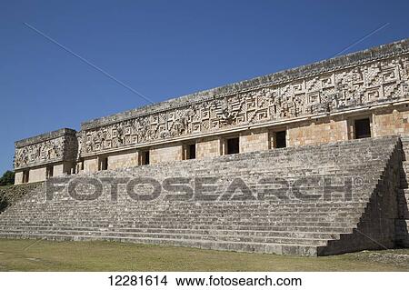 Picture - Palace of the Governor, Uxmal Mayan archaeological site; Yucatan, Mexico. Fotosearch
