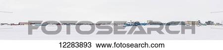 Stock Image - Panorama of Barrow on an overcast winter day, North Slope, Arctic Alaska. Fotosearch