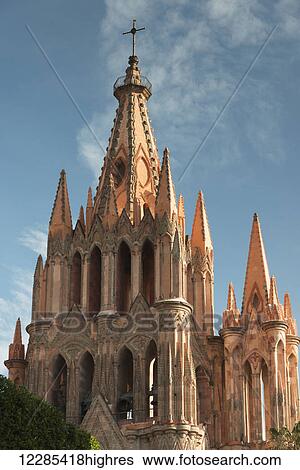 Stock Photograph - Parish church; San Miguel de Allende, Guanajuato, Mexico. Fotosearch