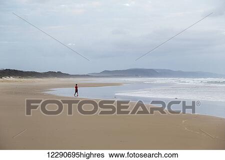 Person walks towards the water on a beach along the Noose North shore under a cloudy sky; Noosa, Queensland, Australia View Large Photo Image Stock Photograph - Person walks towards the water on a beach along the Noose North shore under a cloudy sky; Noosa, Queensland, Australia. Fotosearch