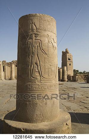 Pillar with bas-relief of the god Horus, Forecourt, Temple of Haroeris and Sobeck; Kom Ombo, Egypt View Large Photo Image Stock Photography - Pillar with bas-relief of the god Horus, Forecourt, Temple of Haroeris and Sobeck; Kom Ombo, Egypt. Fotosearch