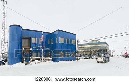 Stock Image - Police Department, Barrow, Arctic Alaska, Winter. Fotosearch