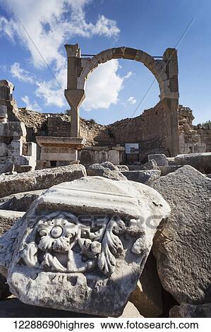 Stock Photograph - Pollio Fountain in ancient Ephesus; Ephesus, Turkey. Fotosearch