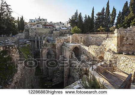 Pool of Bethesda and ruins of the Byzantine Church; Jerusalem, Israel View Large Photo Image Stock Photograph - Pool of Bethesda and ruins of the Byzantine Church; Jerusalem, Israel. Fotosearch