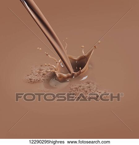 Stock Photograph - Pouring chocolate milk; Toronto, Ontario, Canada. Fotosearch