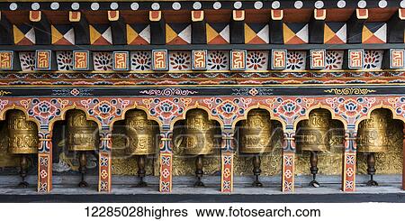 Prayer wheels; Punakha, Bhutan View Large Photo Image Stock Photograph - Prayer wheels; Punakha, Bhutan. Fotosearch