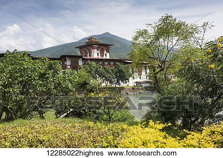 Stock Photograph - Punakha Dzong; Punakha, Bhutan. Fotosearch