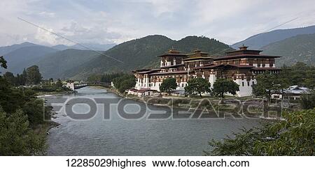 Punakha Dzong; Punakha, Bhutan View Large Photo Image Stock Photograph - Punakha Dzong; Punakha, Bhutan. Fotosearch