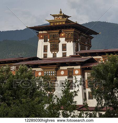 Stock Photograph - Punakha Dzong; Punakha, Bhutan. Fotosearch