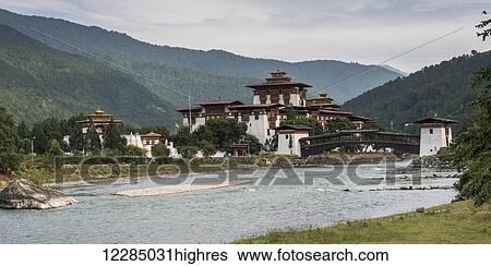 Punakha Dzong; Punakha, Bhutan View Large Photo Image Stock Photograph - Punakha Dzong; Punakha, Bhutan. Fotosearch