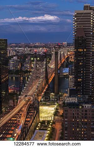 Stock Photo - Queensboro (59th Street) Bridge at twilight; New York City, New York, United States of America. Fotosearch