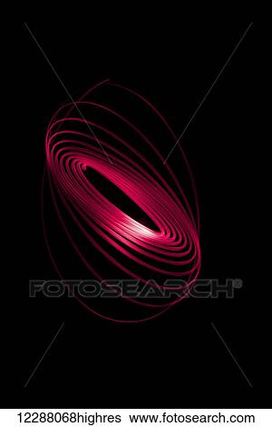 Stock Photograph - Red light curving in a sphere shape on a black background. Fotosearch