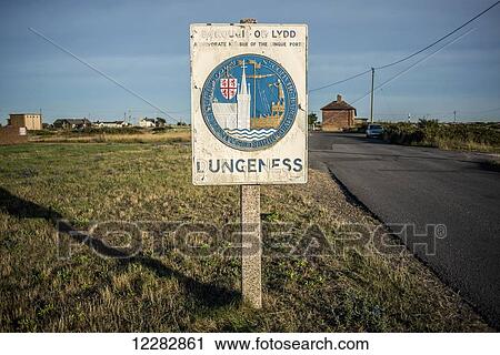 Stock Image - Roadside sign entering Dungeness; Dungeness, Kent, England. Fotosearch