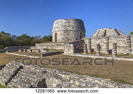 Round Temple, Mayapan Mayan archaeological site; Yucatan, Mexico View Large Photo Image Stock Photography - Round Temple, Mayapan Mayan archaeological site; Yucatan, Mexico. Fotosearch