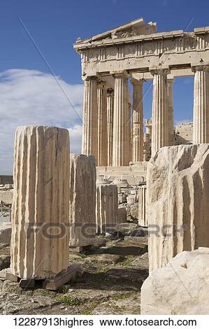 Ruined marble columns in front of Parthenon; Athens, Attica, Greece View Large Photo Image Stock Photograph - Ruined marble columns in front of Parthenon; Athens, Attica, Greece. Fotosearch