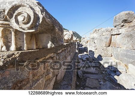 Ruins in ancient Ephesus; Ephesus, Turkey View Large Photo Image Stock Photograph - Ruins in ancient Ephesus; Ephesus, Turkey. Fotosearch