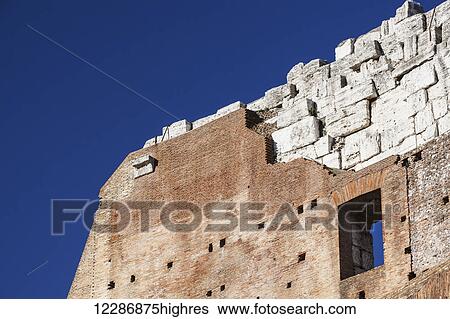 Stock Photograph - Ruins of a stone wall; Rome, Italy. Fotosearch