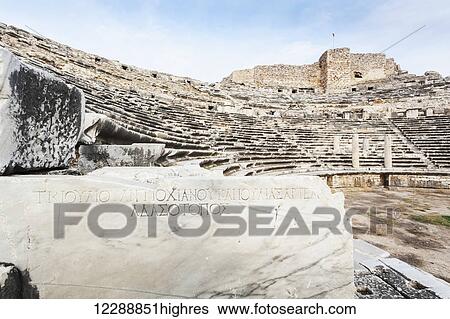 Ruins of an amphitheatre; Miletus, Turkey View Large Photo Image Stock Photograph - Ruins of an amphitheatre; Miletus, Turkey. Fotosearch