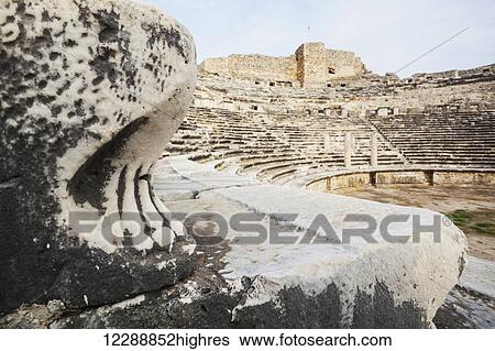 Stock Photograph - Ruins of an amphitheatre; Miletus, Turkey. Fotosearch