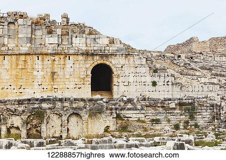 Stock Photograph - Ruins of an amphitheatre; Miletus, Turkey. Fotosearch
